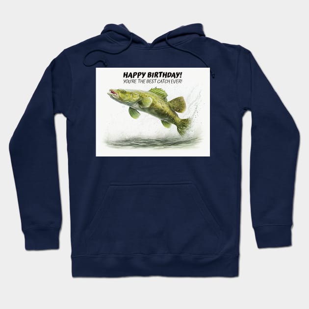 Happy Birthday Cod Fish Watercolor Hoodie by Danielleroyer